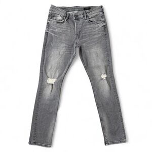 All Saints Rex Jeans Distressed Button Fly Grey Mens Size 33